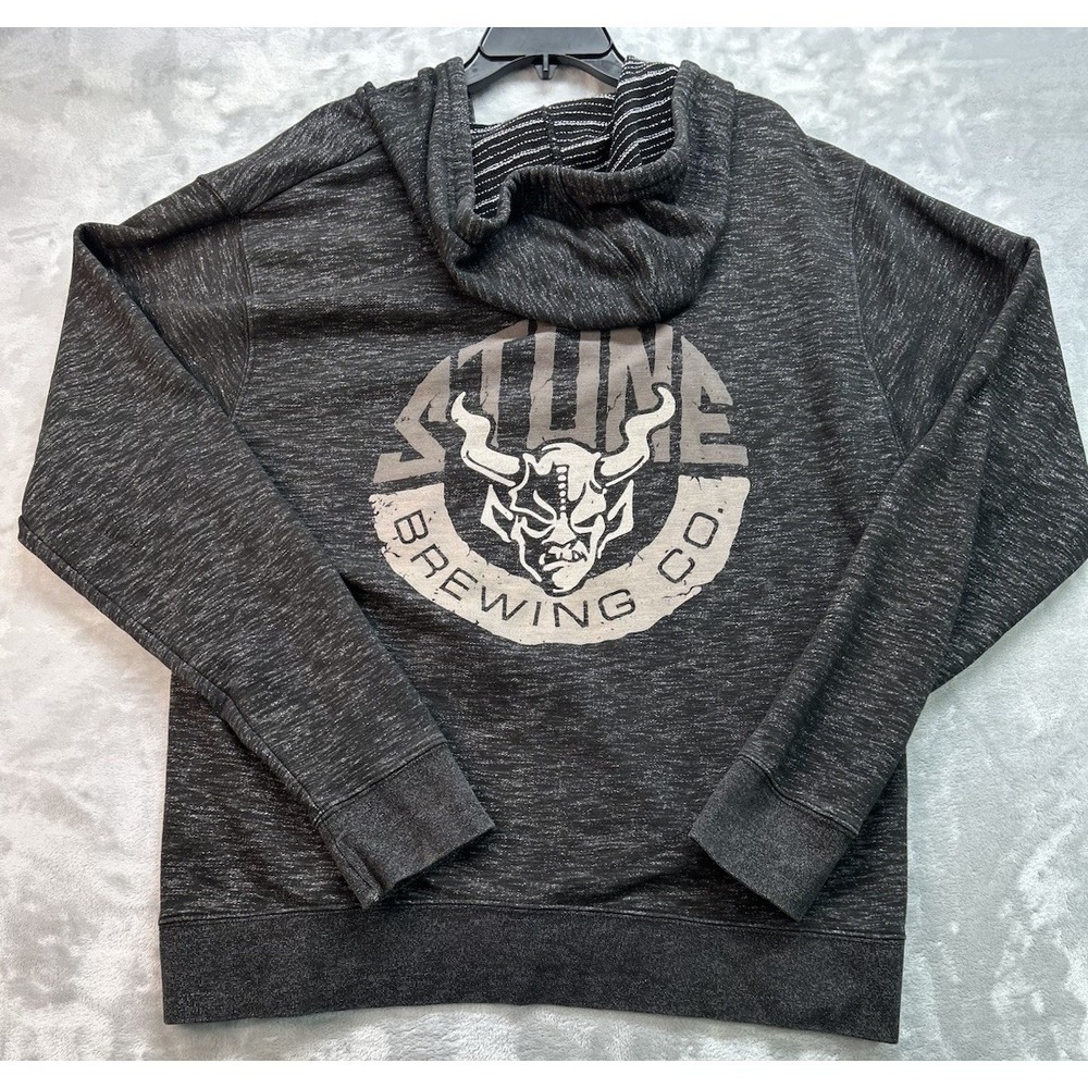 Stone IPA Brewing Hoodie Mens 2XL-XL Black Full Zip Up Beer Y2K Stretch Beach